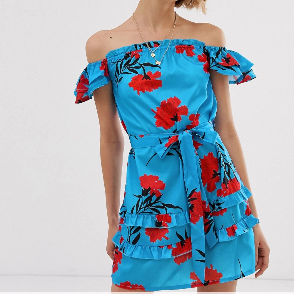 NWT ASOS Petite off the shoulder dress in floral print